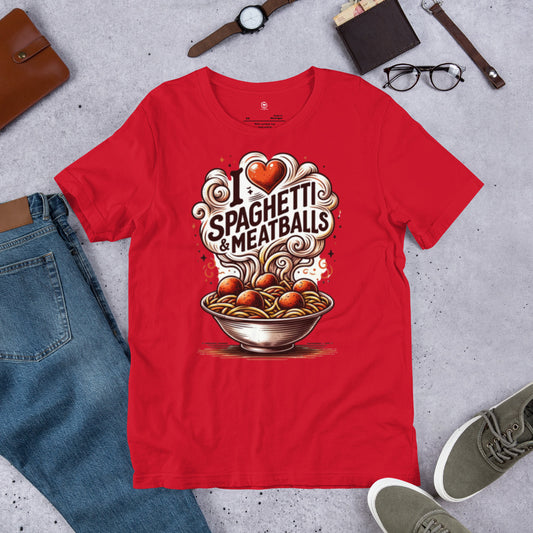 I Love Spaghetti and Meatballs Unisex shirt - perfect for all the pasta lovers out there!