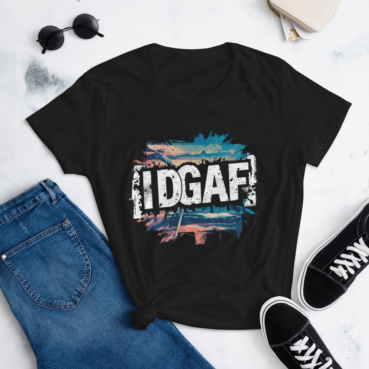 🌟👕 Unleash Your Inner Rebel with the IDGAF Shirt 👕🌟- Women's short sleeve t-shirt