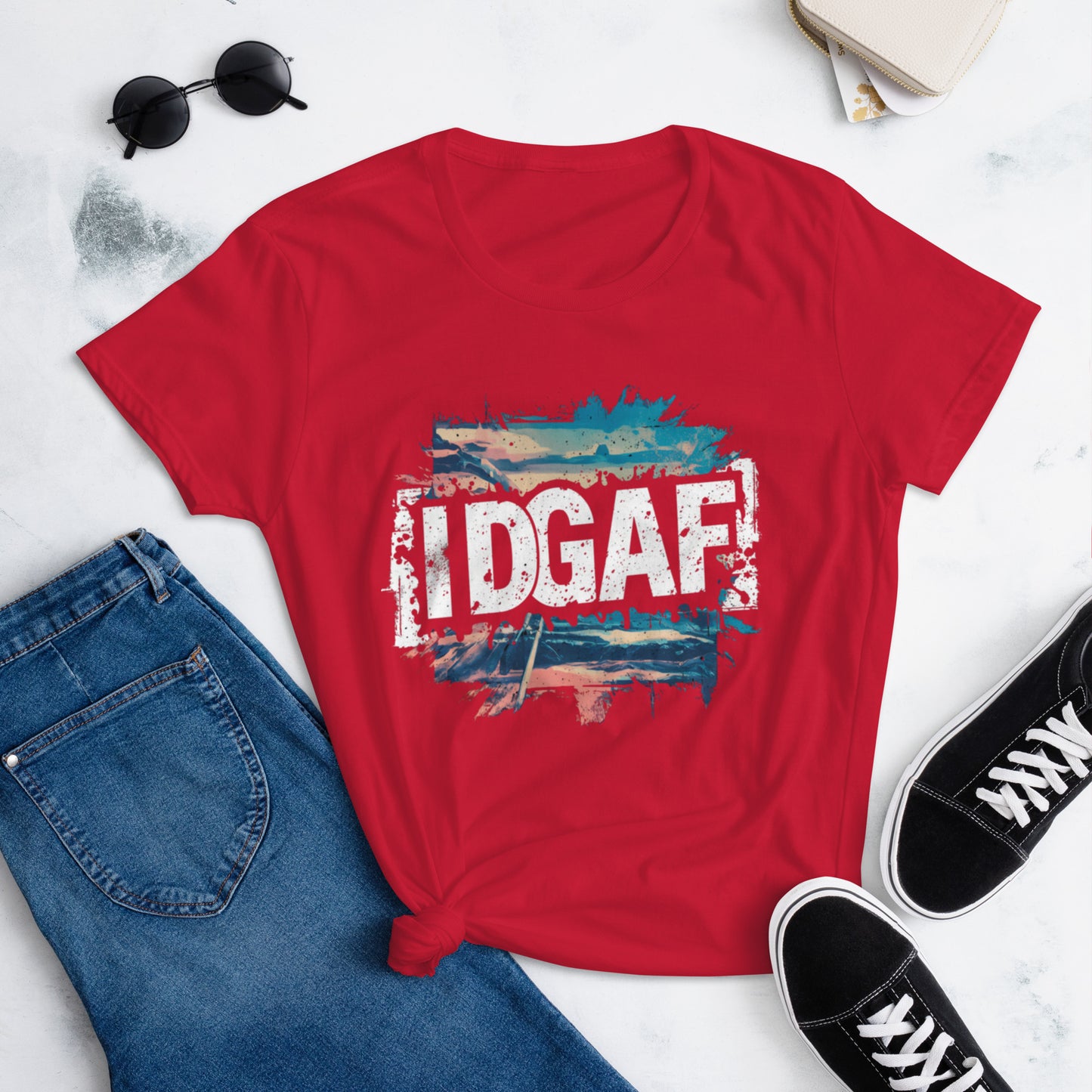 🌟👕 Unleash Your Inner Rebel with the IDGAF Shirt 👕🌟- Women's short sleeve t-shirt